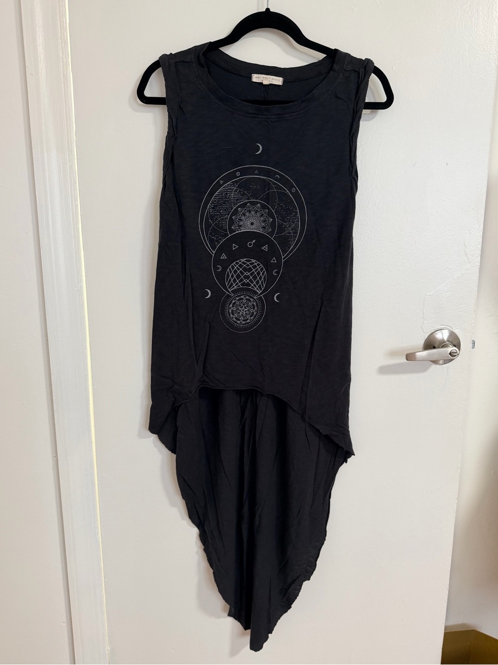 Truly Madly Deeply Black Graphic High-Low Tank Top
